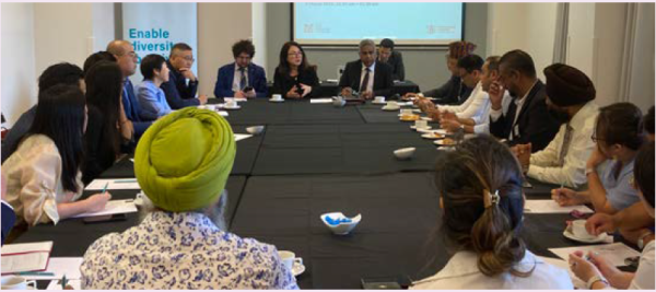 Image - Members of the business roundtable looking forwards the Minister for Ethnic Communities Hon Melissa Lee (centre) and Chief Executive Ministry for Ethnic Communities Mervin Singham (right)