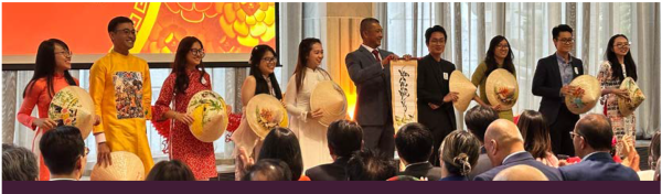 Image: Performers on the stage at Lunar New Year celebration at Parliament, February 2024.